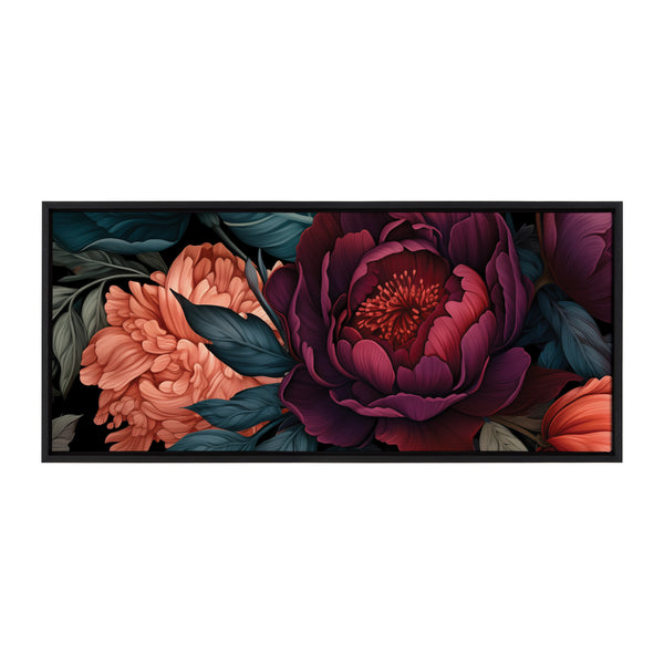 Kate & Laurel Sylvie Dark Academia Floral In Rich Jewel Tones Framed Canvas By The Creative Bunch Studio