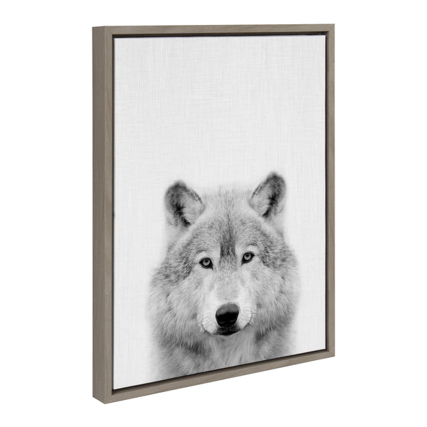 Kate & Laurel Sylvie Deer Wolf Bear European And Cervus Elaphus The Red Deer Black And White Framed Canvas Art Set By Simon Te Of Tai Prints