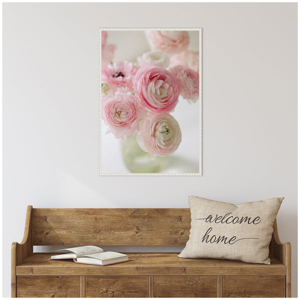 Kate & Laurel Sylvie Delicate Pink Ranunculus Flower Bouquet Framed Canvas By Kristy Campbell