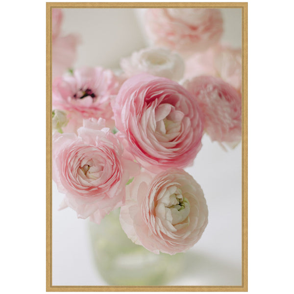 Kate & Laurel Sylvie Delicate Pink Ranunculus Flower Bouquet Framed Canvas By Kristy Campbell