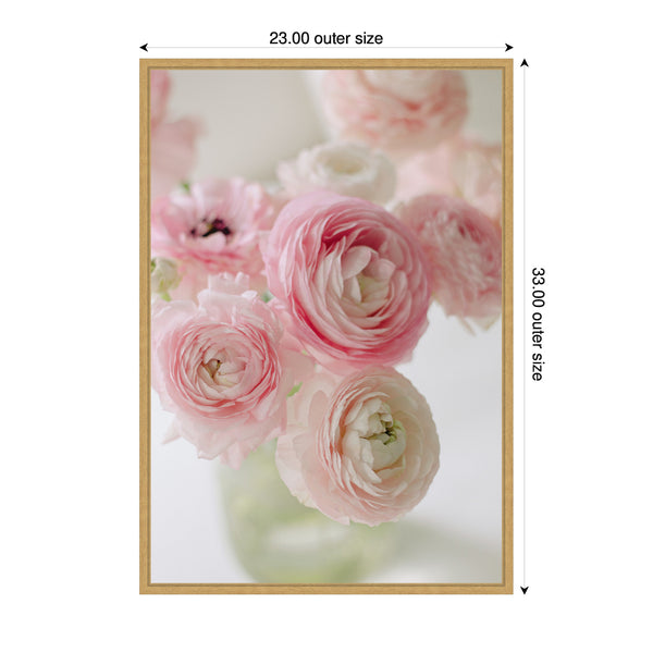 Kate & Laurel Sylvie Delicate Pink Ranunculus Flower Bouquet Framed Canvas By Kristy Campbell
