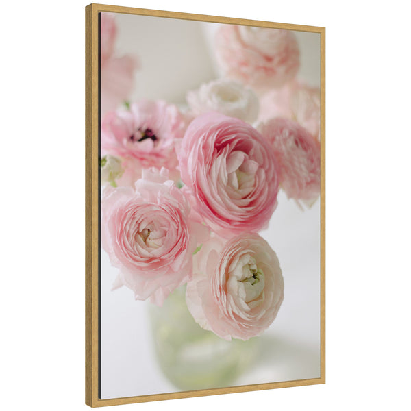 kate & laurel Sylvie Delicate Pink Ranunculus Flower Bouquet Framed Canvas by Kristy Campbell