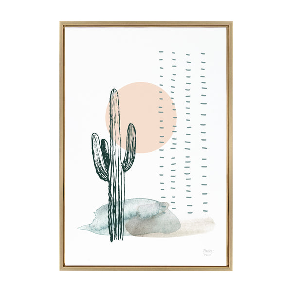 Kate & Laurel Sylvie Desert Cactus Framed Canvas By Statement Goods