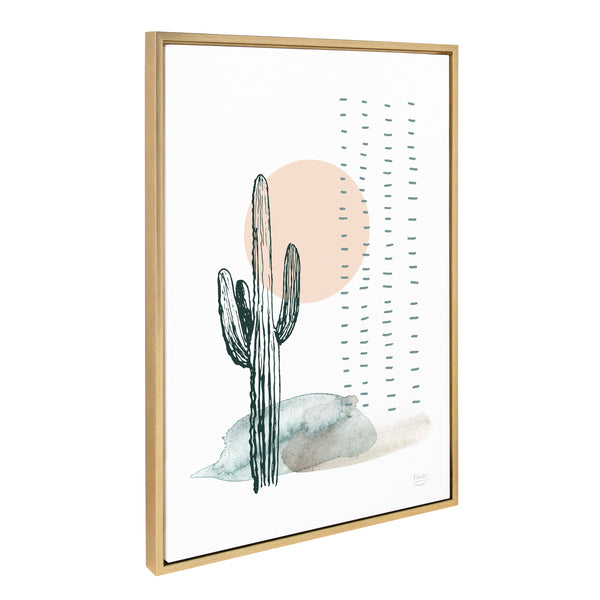Kate & Laurel Sylvie Desert Cactus Framed Canvas By Statement Goods