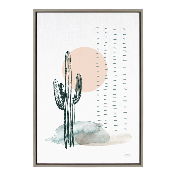 kate & laurel Sylvie Desert Cactus Framed Canvas by Statement Goods