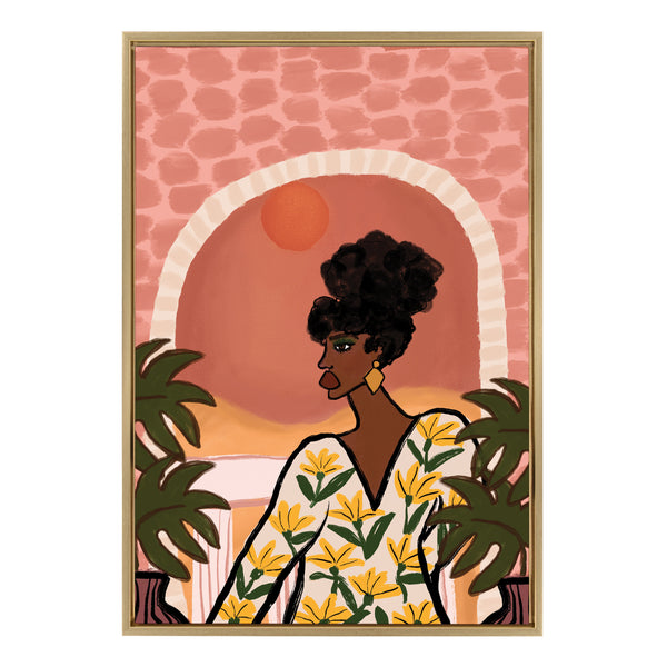 kate & laurel Sylvie Desert Wanderer Lady Framed Canvas by Kendra Dandy of Bouffants and Broken Hearts