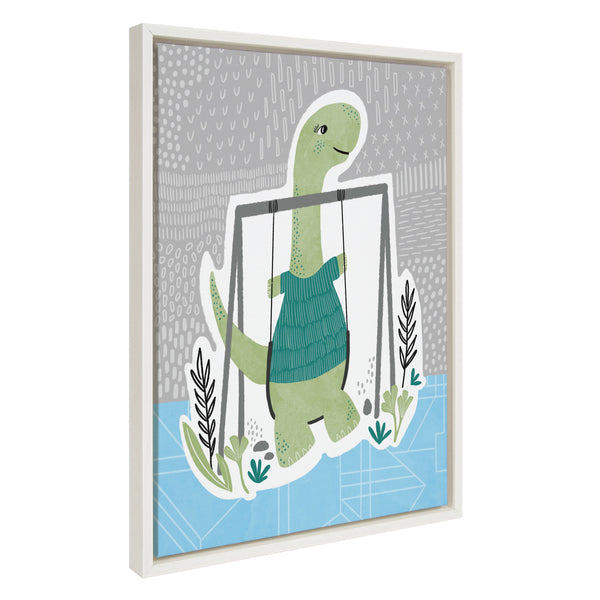 Kate & Laurel Sylvie Dino At The Park 2 Framed Canvas By Molly Fabiano White 18x24