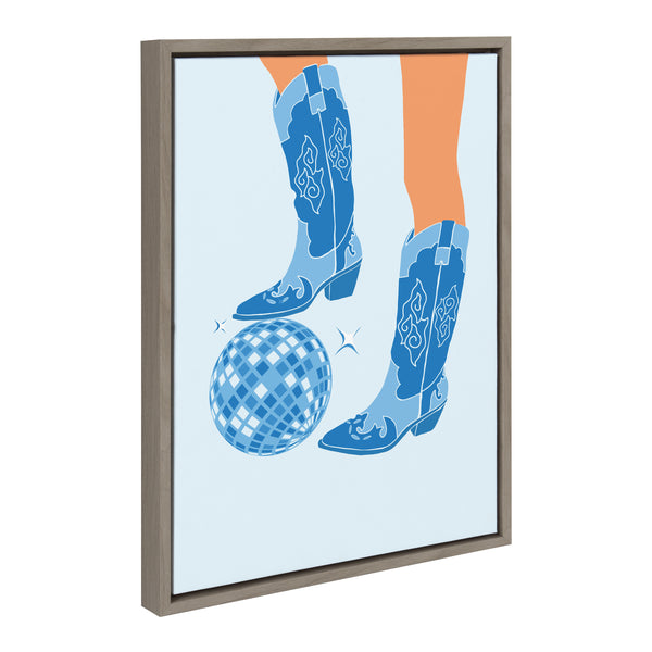Kate & Laurel Sylvie Disco Cowgirl Blue Framed Canvas By Honey Island Studio