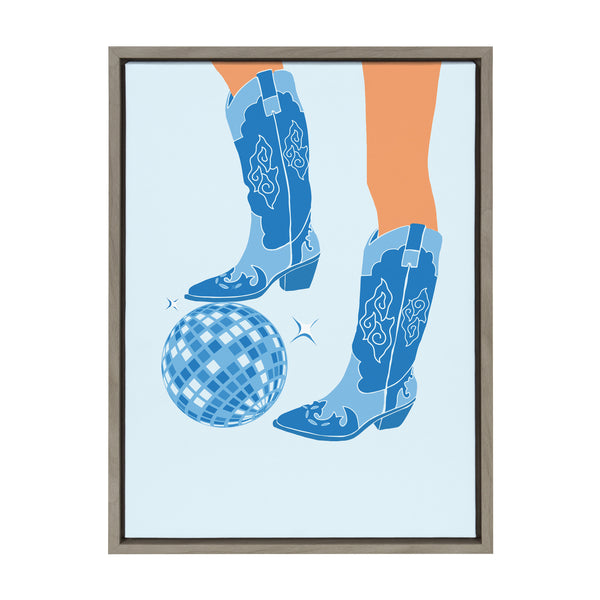 Kate & Laurel Sylvie Disco Cowgirl Blue Framed Canvas By Honey Island Studio