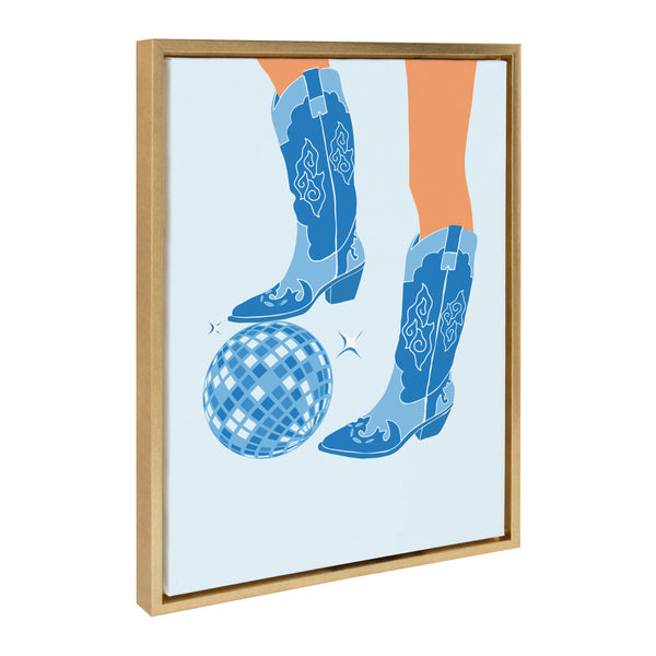 kate & laurel Sylvie Disco Cowgirl Blue Framed Canvas by Honey Island Studio