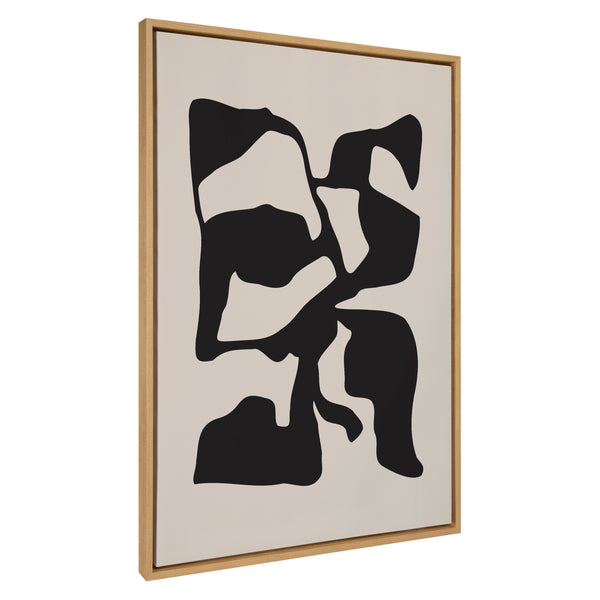 Kate & Laurel Sylvie Distorted Shapes Of Black And Tan Framed Canvas By The Creative Bunch Studio