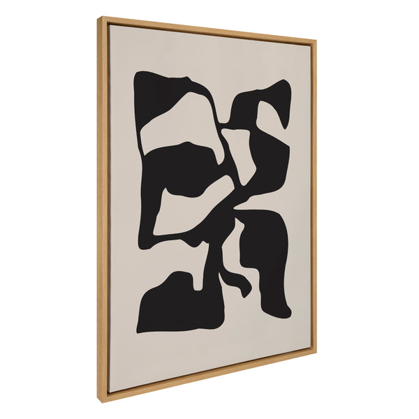 kate & laurel Sylvie Distorted Shapes of Black and Tan Framed Canvas by The Creative Bunch Studio