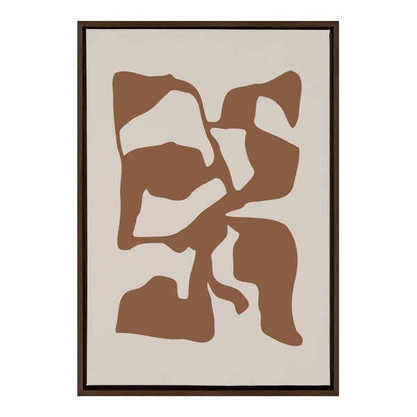 Kate & Laurel Sylvie Distorted Shapes Of Brown And Tan Framed Canvas By The Creative Bunch Studio