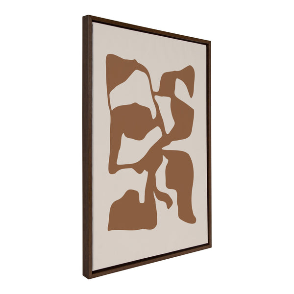 kate & laurel Sylvie Distorted Shapes of Brown and Tan Framed Canvas by The Creative Bunch Studio