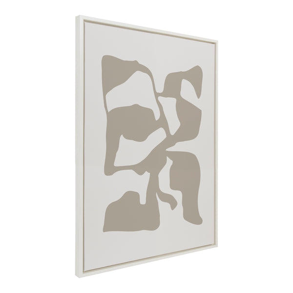 Kate & Laurel Sylvie Distorted Shapes Of Tan And White Framed Canvas By The Creative Bunch Studio