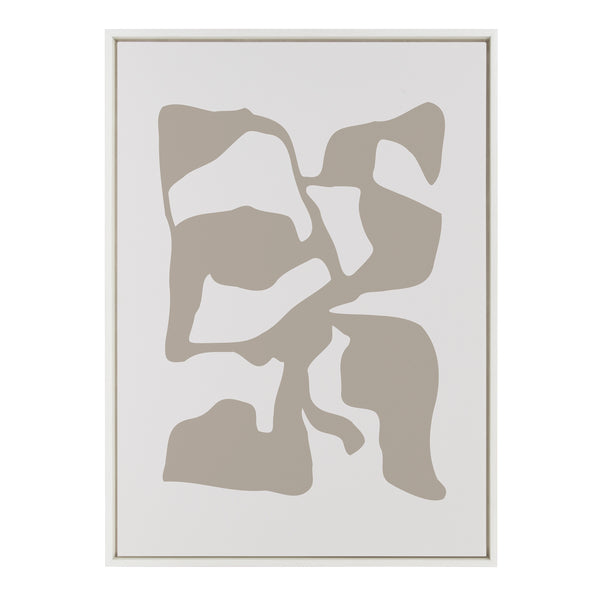Kate & Laurel Sylvie Distorted Shapes Of Tan And White Framed Canvas By The Creative Bunch Studio
