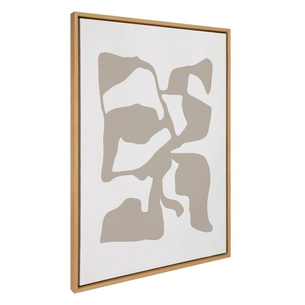 kate & laurel Sylvie Distorted Shapes of Tan and White Framed Canvas by The Creative Bunch Studio