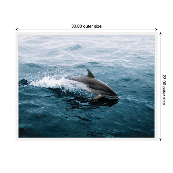 Kate & Laurel Sylvie Dolphin Skipping Along In The Ocean Framed Canvas By Michael Schauer