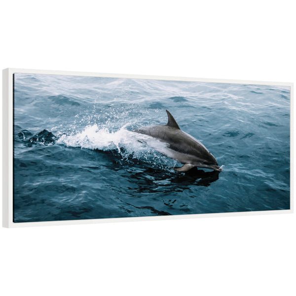 kate & laurel Sylvie Dolphin Skipping along in the Ocean Framed Canvas by Michael Schauer