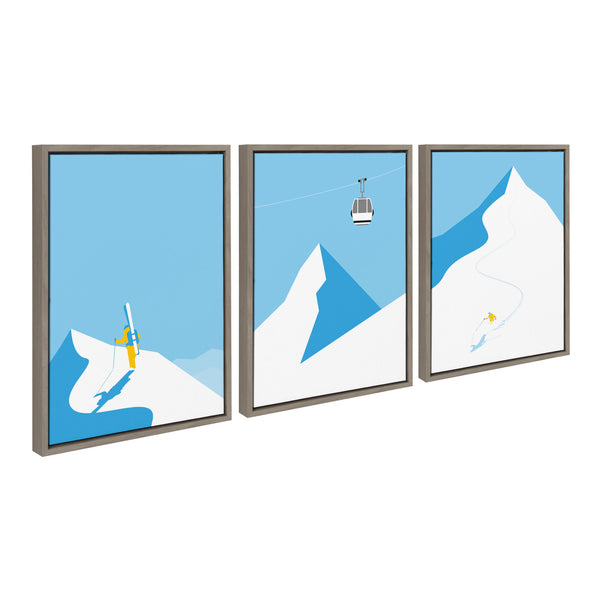 Kate & Laurel Sylvie Downhill Skier Framed Canvas Art Set By Rocket Jack