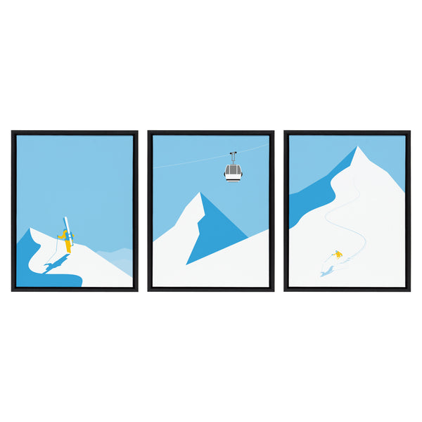 kate & laurel Sylvie Downhill Skier Framed Canvas Art Set By Rocket Jack