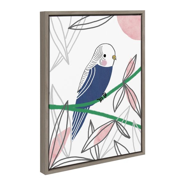 Kate & Laurel Sylvie Dreamy Parakeet Framed Canvas By Teju Reval Of SnazzyHues