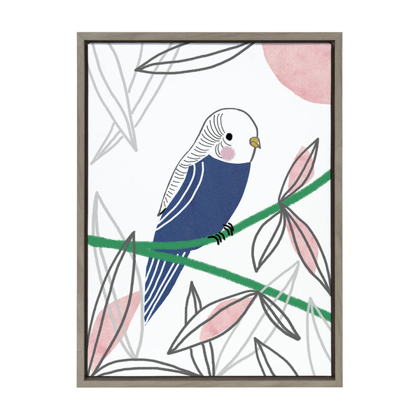 kate & laurel Sylvie Dreamy Parakeet Framed Canvas by Teju Reval of SnazzyHues