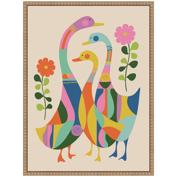Kate & Laurel Sylvie Ducks And Wildflowers Framed Canvas By Rachel Lee