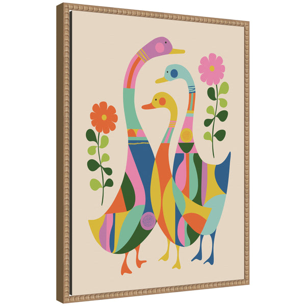 kate & laurel Sylvie Ducks and Wildflowers Framed Canvas by Rachel Lee
