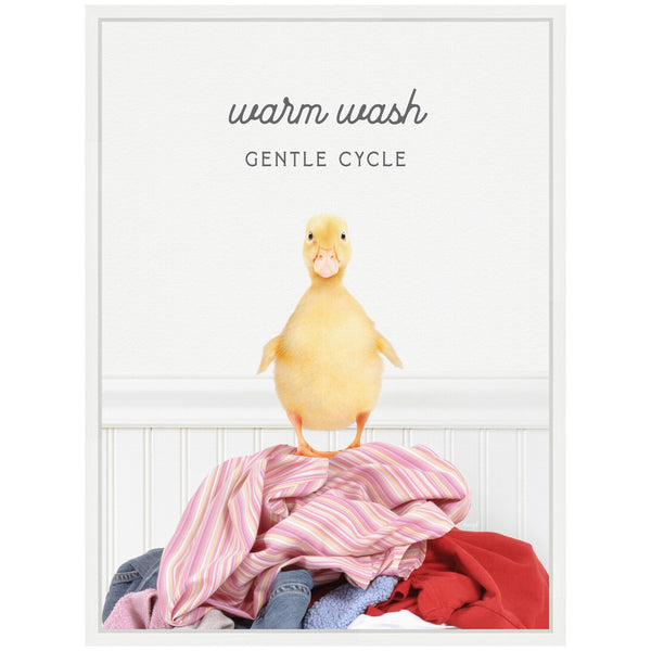 Kate & Laurel Sylvie Ducky Warm Wash Gentle Cycle Laundry Framed Canvas By Amy Peterson