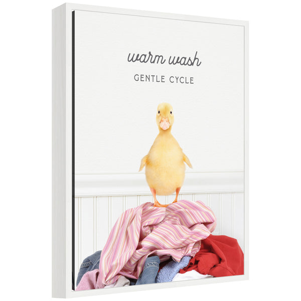 kate & laurel Sylvie Ducky Warm Wash Gentle Cycle Laundry Framed Canvas by Amy Peterson