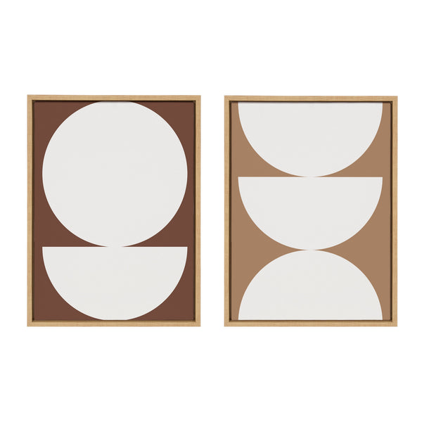 Kate & Laurel Sylvie Earthy Boho Geometric 1 Brown And Earthy Boho Geometric 2 Terra Cotta Framed Canvas By The Creative Bunch Studio