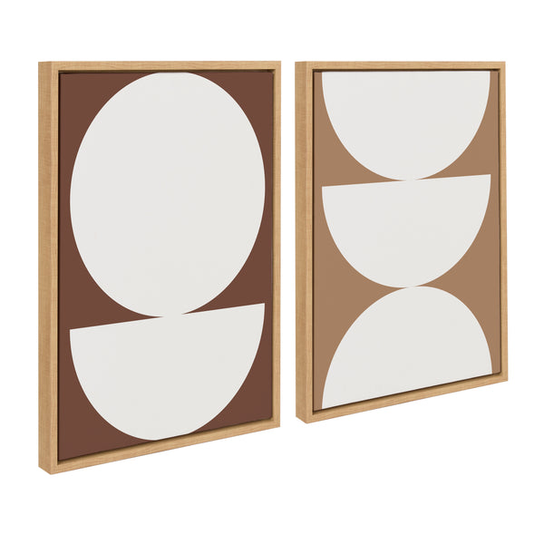 kate & laurel Sylvie Earthy Boho Geometric 1 Brown and Earthy Boho Geometric 2 Terra Cotta Framed Canvas by The Creative Bunch Studio