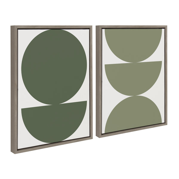 Kate & Laurel Sylvie Earthy Boho Geometric 1 Olive Green And Earthy Boho Geometric 2 Sage Green Framed Canvas By The Creative Bunch Studio