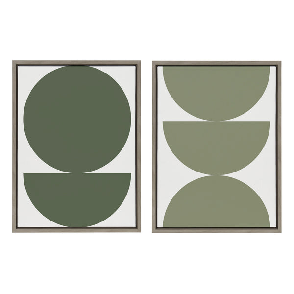 Kate & Laurel Sylvie Earthy Boho Geometric 1 Olive Green And Earthy Boho Geometric 2 Sage Green Framed Canvas By The Creative Bunch Studio