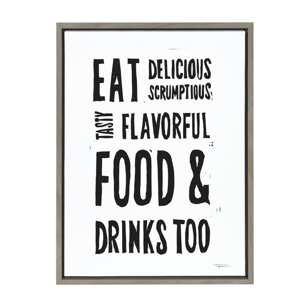 kate & laurel Sylvie Eat Delicious Food Framed Canvas by Statement Goods