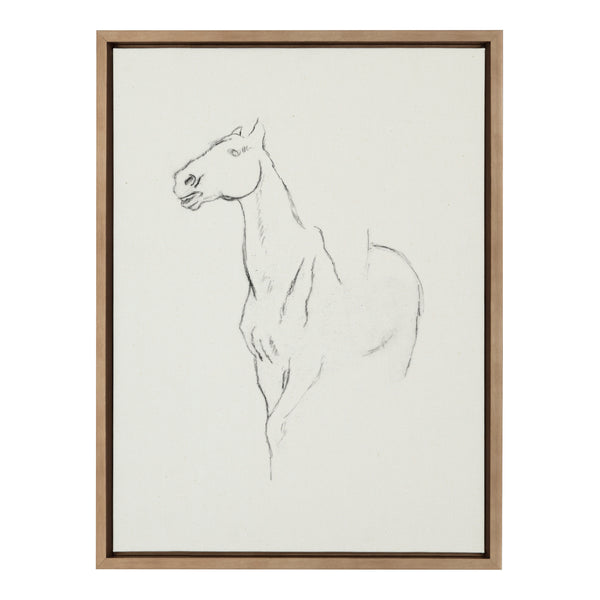 Kate & Laurel Sylvie Edgar Degas Horse Turned Three Quarters 1880 BW Framed Canvas By The Art Institute Of Chicago