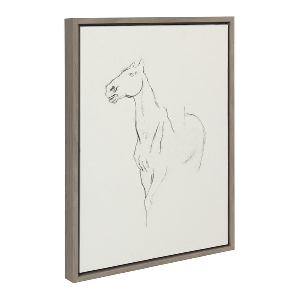 kate & laurel Sylvie Edgar Degas Horse Turned Three Quarters 1880 BW Framed Canvas by The Art Institute of Chicago