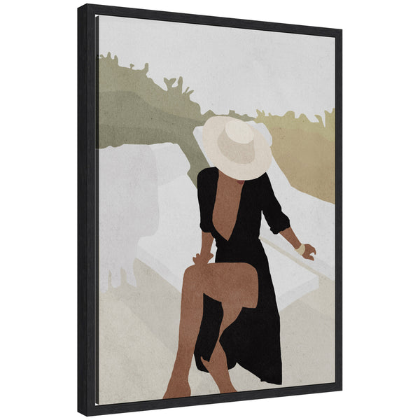 Kate & Laurel Sylvie Elegant Woman In Hat Framed Canvas By July Art Prints