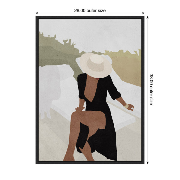 Kate & Laurel Sylvie Elegant Woman In Hat Framed Canvas By July Art Prints