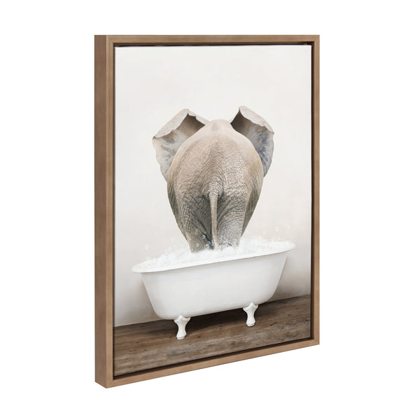 Kate & Laurel Sylvie Elephant Back In Rustic Bath Framed Canvas By Amy Peterson Art Studio
