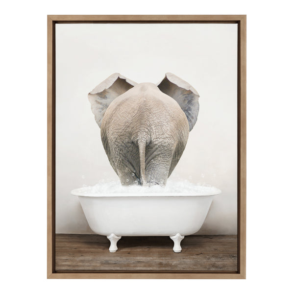 Kate & Laurel Sylvie Elephant Back In Rustic Bath Framed Canvas By Amy Peterson Art Studio