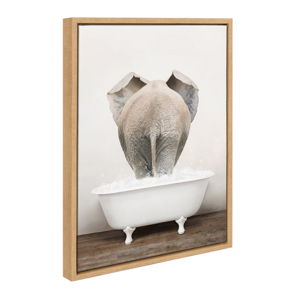 kate & laurel Sylvie Elephant Back in Rustic Bath Framed Canvas by Amy Peterson Art Studio