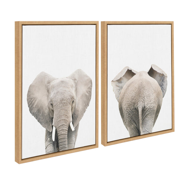 Kate & Laurel Sylvie Elephant Front And Back Framed Canvas Set By Amy Peterson Art Studio