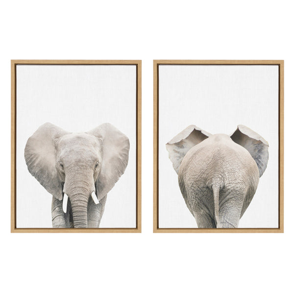 kate & laurel Sylvie Elephant Front and Back Framed Canvas Set by Amy Peterson Art Studio