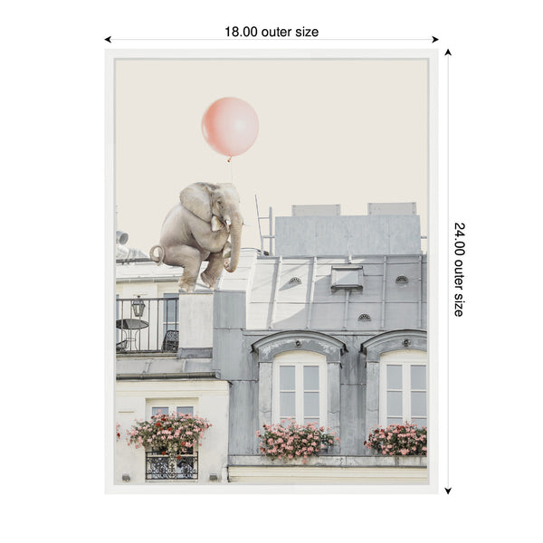 Kate & Laurel Sylvie Elephant In Paris Framed Canvas By July Art Prints
