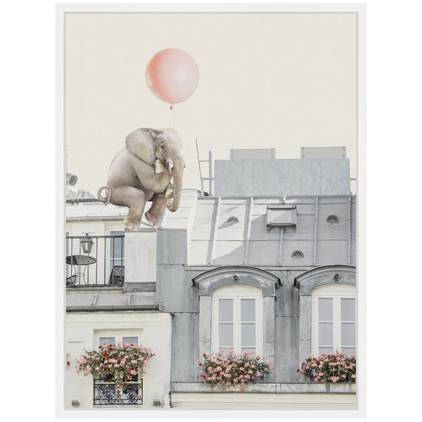 Kate & Laurel Sylvie Elephant In Paris Framed Canvas By July Art Prints