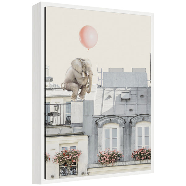 kate & laurel Sylvie Elephant in Paris Framed Canvas by July Art Prints