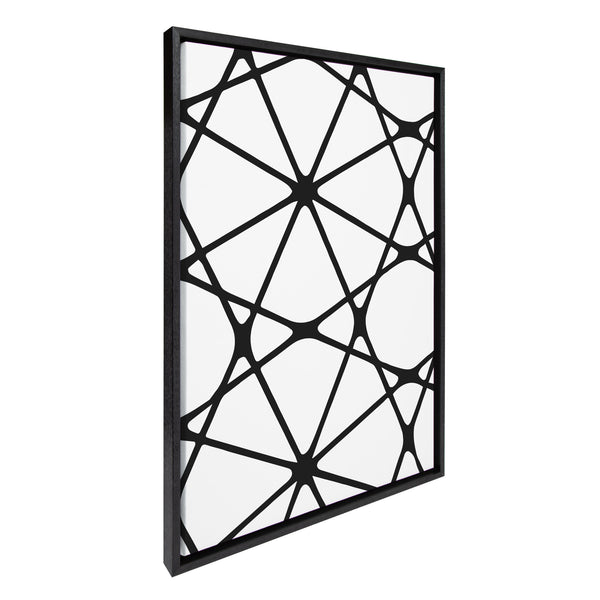 Kate & Laurel Sylvie Elevated Modern Black And White Minimalist Pattern No 1 2 And 3 Framed Canvas By The Creative Bunch Studio