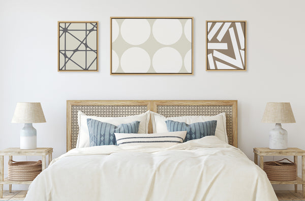 Kate & Laurel Sylvie Elevated Modern Neutral Dots Neutral Pattern No 2 And Neutral Stained Glass Framed Canvas By The Creative Bunch Studio